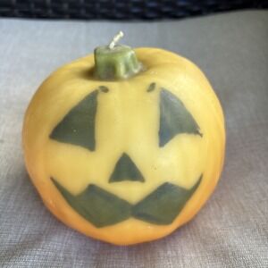 Vintage CANDELIER Candle Jack O Lantern Halloween Pumpkin Solid 5"X 5.5"‎ Unused